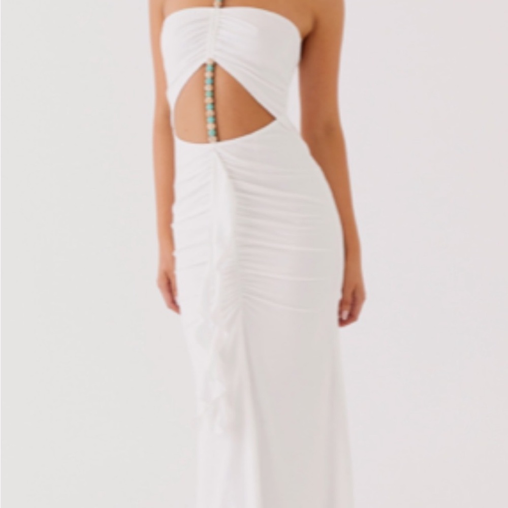 Serina Ruffle Maxi Dress - White
